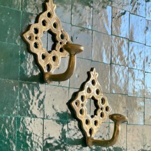 Crochets muraux en laiton martelé – Crochet porte-serviettes mural marocain fait main – HaynaDesign