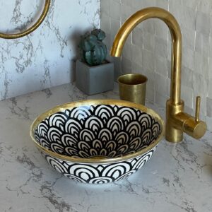 Vasque ronde en céramique artisanale — Charme marocain authentique