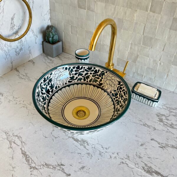Vasque céramique marocaine — Évier décoratif fait main