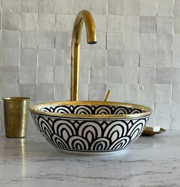 Vasque ronde en céramique artisanale — Charme marocain authentique - Image 2