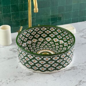 Vasque marocaine en céramique — Artisanat traditionnel pour salle d'eau