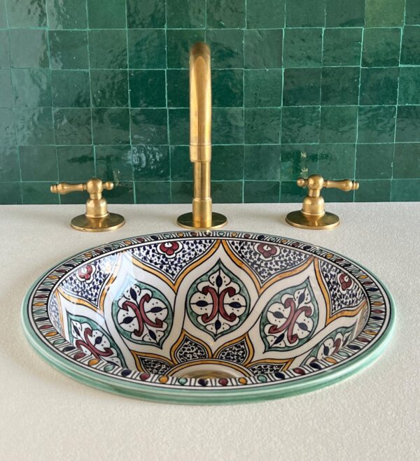 Vasque en céramique colorée — Art marocain, pièce artisanale - Image 5
