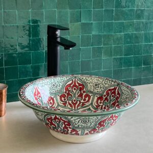 Vasque en céramique peinte à la main — Élégance artisanale pour salle de bain
