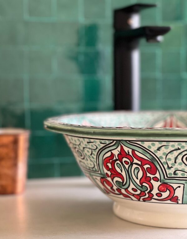Vasque en céramique peinte à la main — Élégance artisanale pour salle de bain - Image 9