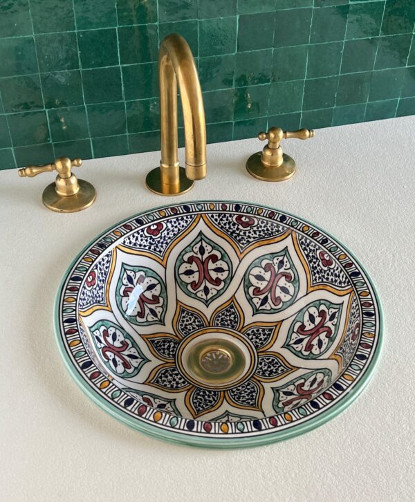 Vasque en céramique colorée — Art marocain, pièce artisanale - Image 9