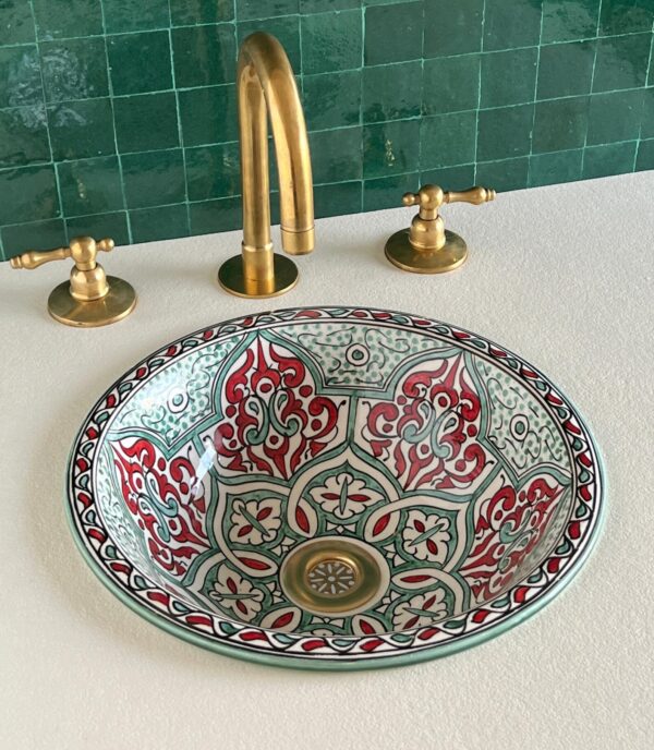 Vasque en céramique peinte à la main — Élégance artisanale pour salle de bain - Image 6