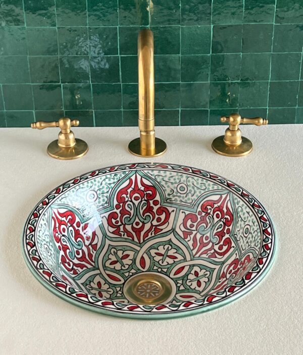 Vasque en céramique peinte à la main — Élégance artisanale pour salle de bain - Image 7