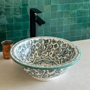 Vasque en céramique artisanale — Évier design fait main, style marocain