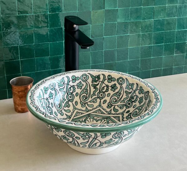Vasque en céramique artisanale — Évier design fait main, style marocain