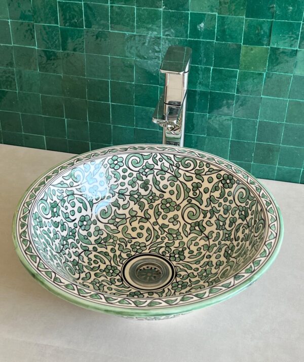 Vasque en céramique artisanale — Évier design fait main, style marocain - Image 2