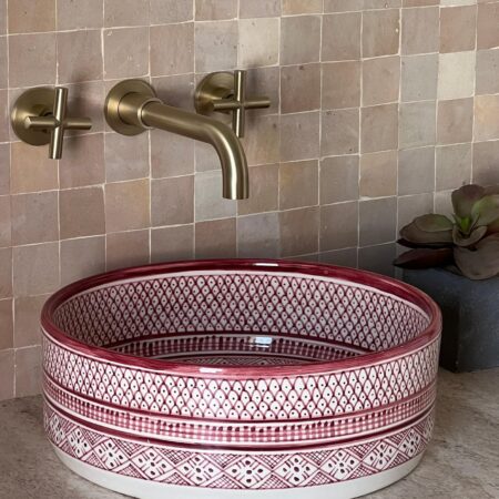 Pink sink - Handmade Bathroom Vanity Sink – Moroccan Round Ceramic Vessel – Bohemian Design from Fez